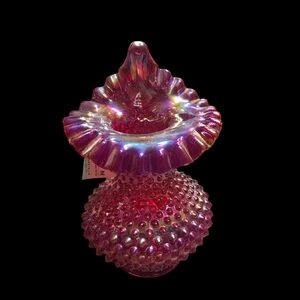 Fenton hobnail carnival glass vase